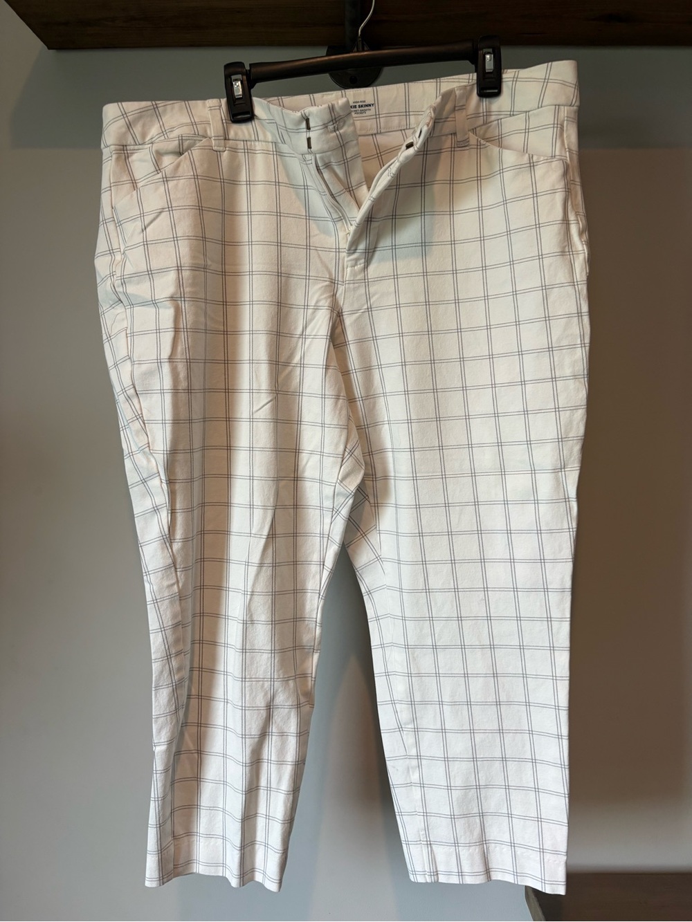 Old Navy White Windowpane Straight-Leg Pants